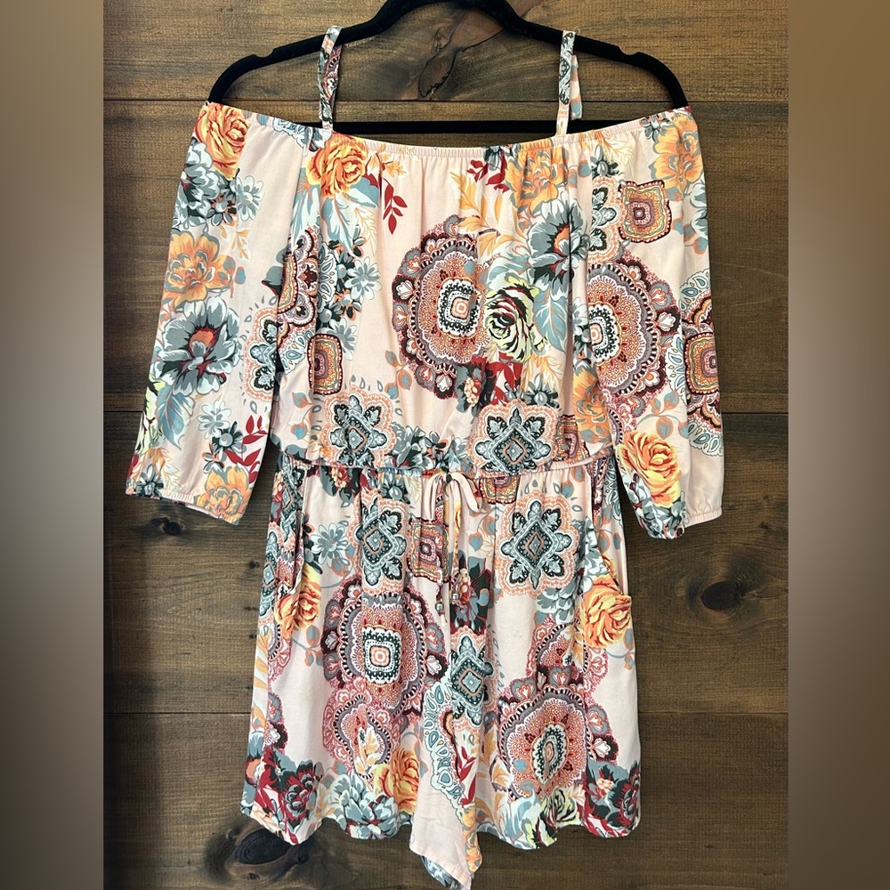 Youth Large Floral Off-Shoulder Romper